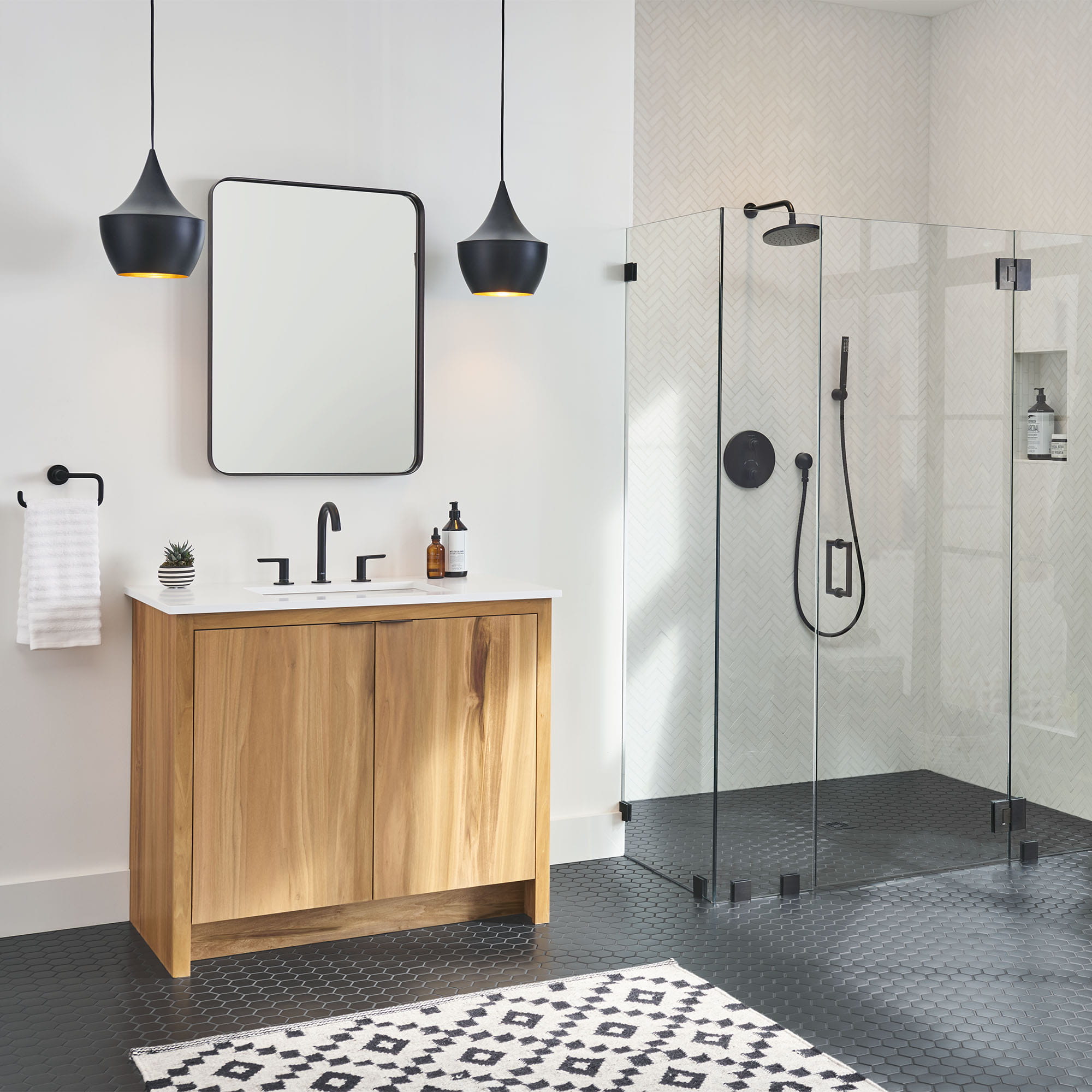 Studio S 8 Inch Widespread 2 Handle Bathroom Faucet 12 gpm 45 L min With Lever Handles MATTE BLACK